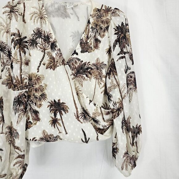 Joie Palm Desert Cactus Print Faux Wrap Women's Size Medium Dot Texture - Picture 2 of 5